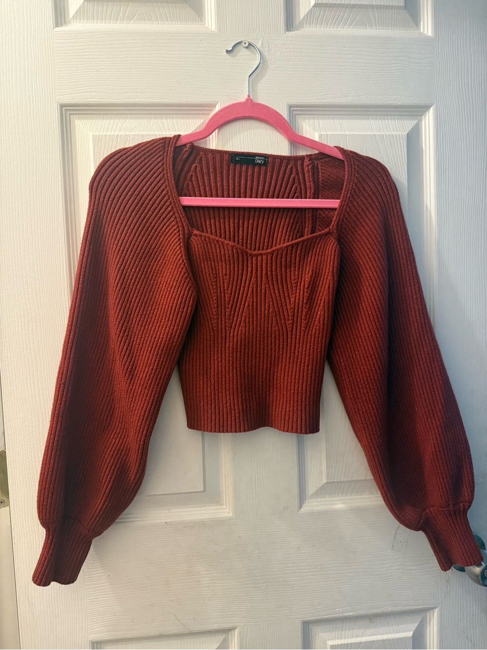Ribbed Scoop Neck Sweater in Rust - Women's Crew & Scoop Neck